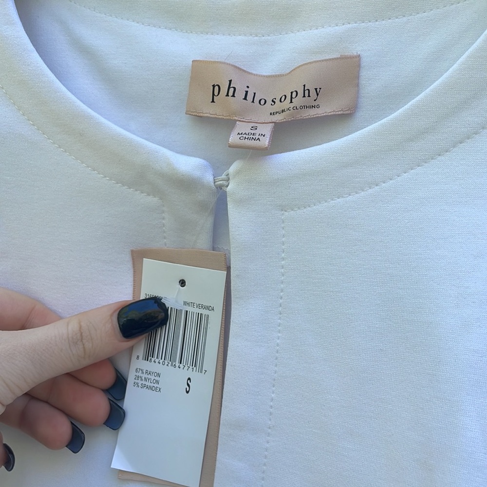 Philosophy White Open-Front Cropped Blazer - Picture 6 of 7